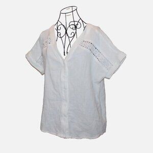 New White Cotton Swimsuit Coverup Top Oversize M Cupshe Beachwear NWT Resortwear